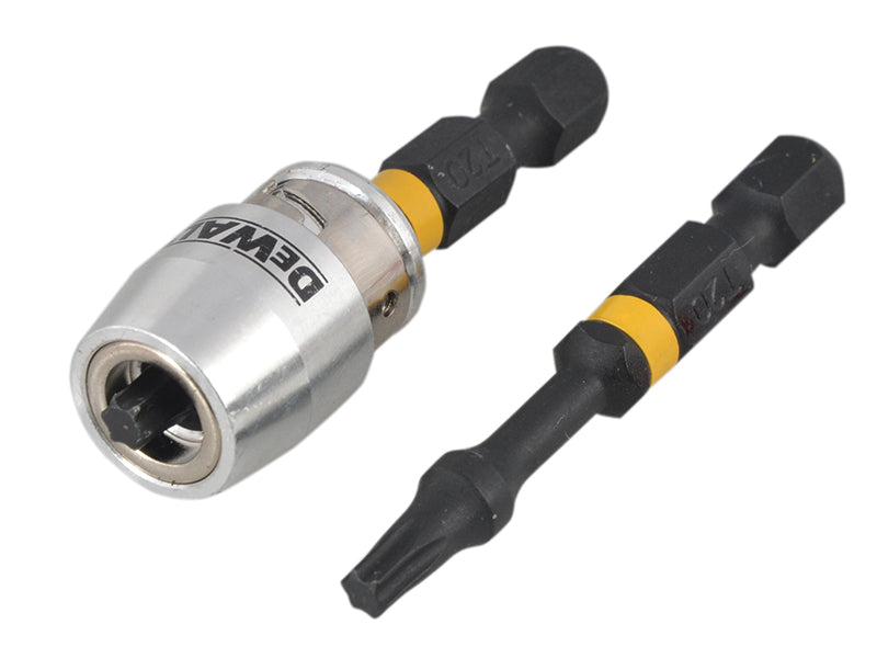 Impact Torsion Bits TX0 x 50mm (x2) and Magnetic Screwlock Sleeve, DEWALT