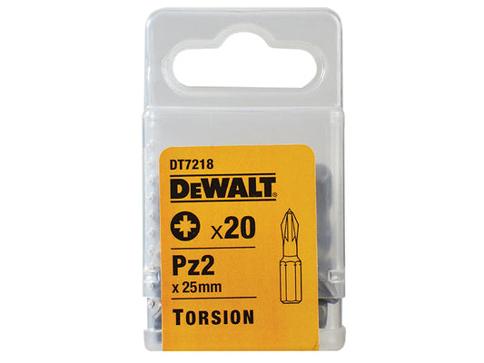 DT7218 Torsion Bits PZ2 x 25mm (Pack 20), DEWALT