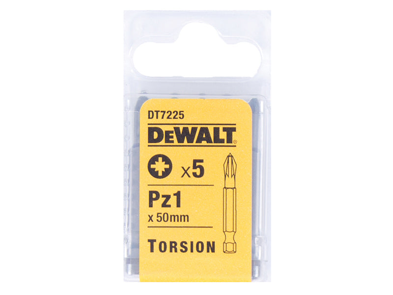 DT7225 Torsion Bits PZ1 x 50mm (Pack 5), DEWALT