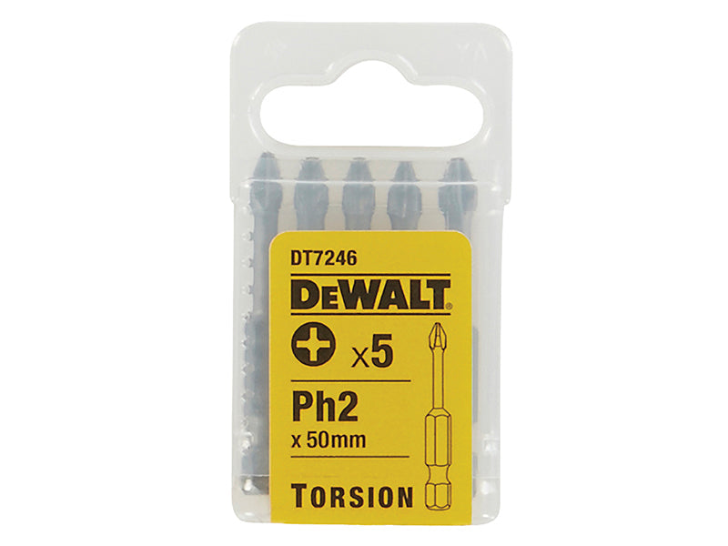 DT7246 Torsion Bits PH2 x 50mm (Pack 5), DEWALT