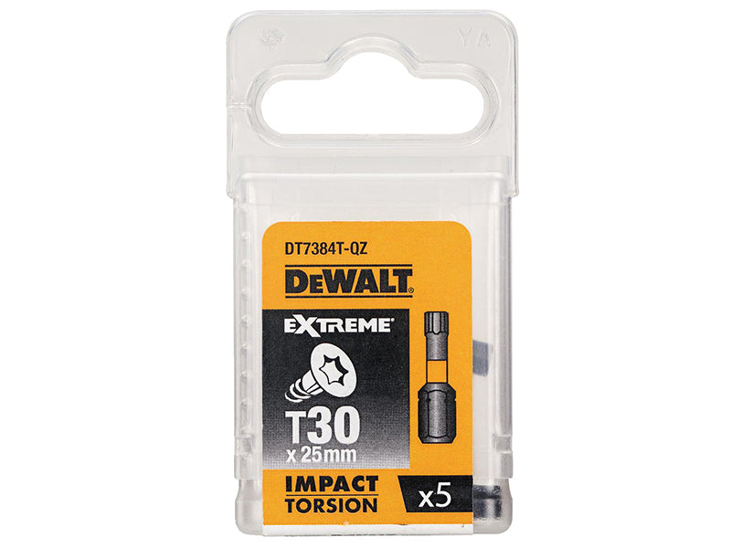 Impact Torsion Bits TX30 x 25mm (Pack 5), DEWALT