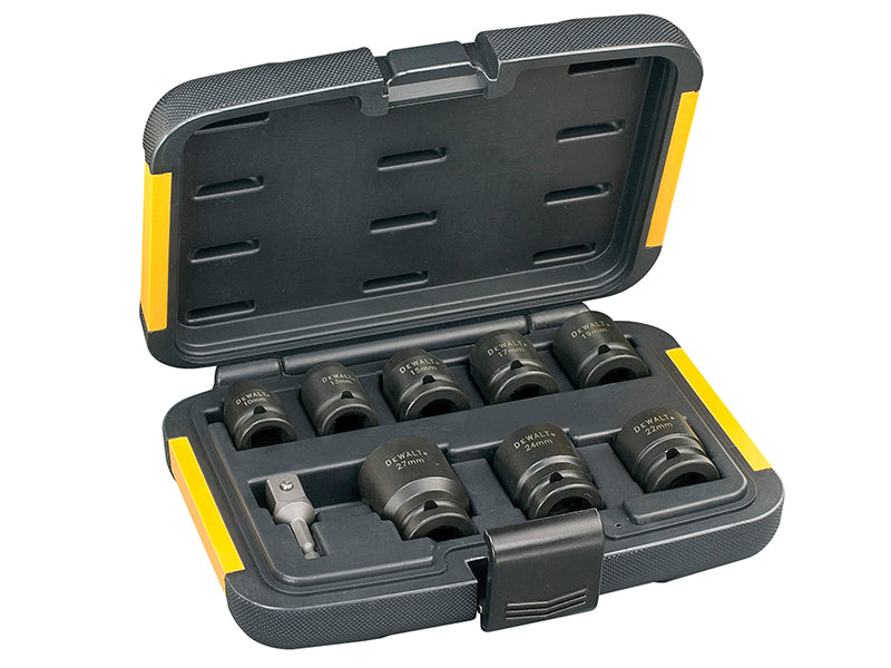 DT7507 Impact Socket Set of 9 Metric 1/2in Drive, DEWALT