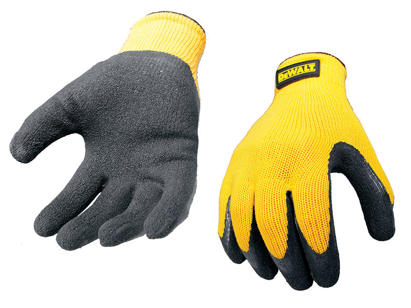 Yellow Knit Back Latex Gloves - Large, DEWALT