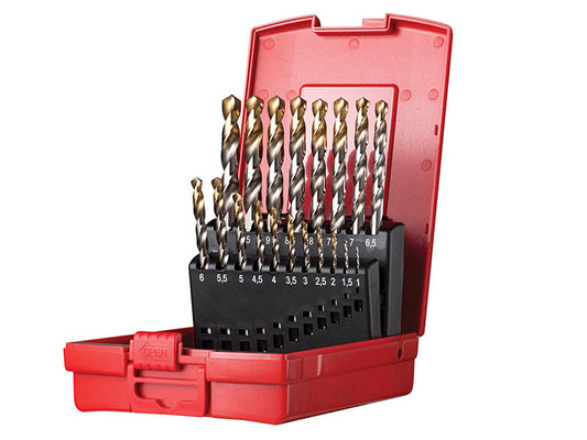 A095 Set 201 A002 HSS TiN Coated Jobber Drill Set of 19 1.0-10.0 x 0.5mm, Dormer