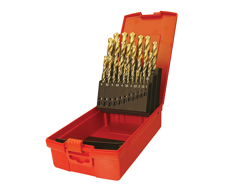 A095 Set 204 HSS TiN Coated Jobber Drill Set of 25 1.0-13.0 x 0.5mm, Dormer