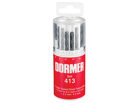 A191 No.413 Metric HSS Drill Set of 13 1.5-6.5 x 0.5mm, Dormer