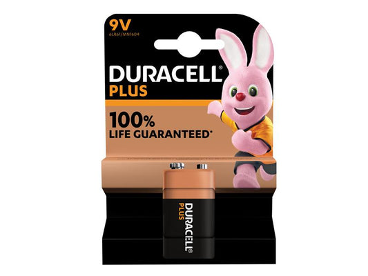 9V Plus Power +100% Battery (Single Pack), Duracell