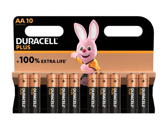 AA Cell Plus Power +100% Batteries (Pack 10), Duracell