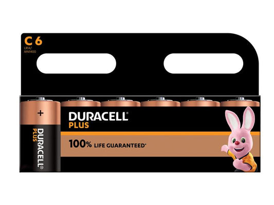 C Cell Plus Power +100% Batteries (Pack 6), Duracell