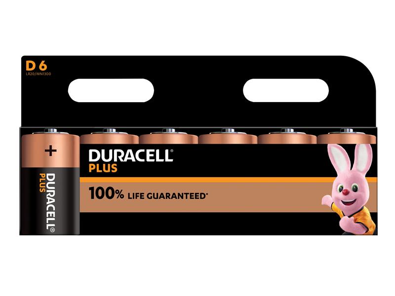 D Cell Plus Power +100% Batteries (Pack 6), Duracell