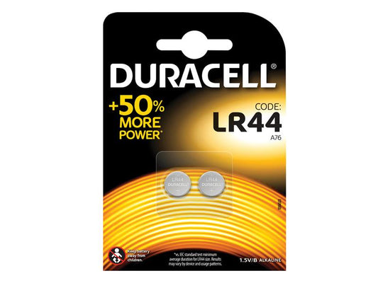 LR44 A76 Button Battery (Pack 2), Duracell