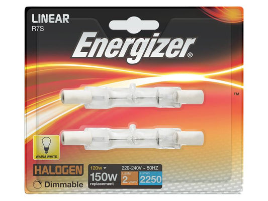 Halogen R7S 78mm Eco Linear Dimmable Bulb, 2250 lm 120W (Pack 2), Energizer®