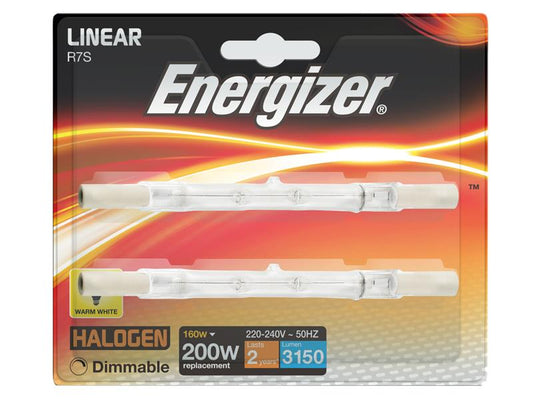 Halogen R7S 118mm Eco Linear Dimmable Bulb, 3150 lm 160W (Pack 2), Energizer®