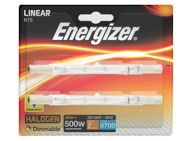 Halogen R7S 118mm Eco Linear Dimmable Bulb, 8700 lm 400W (Pack 2), Energizer®