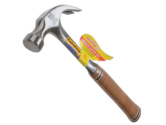 E16C Curved Claw Hammer - Leather Grip 450g (16oz), Estwing