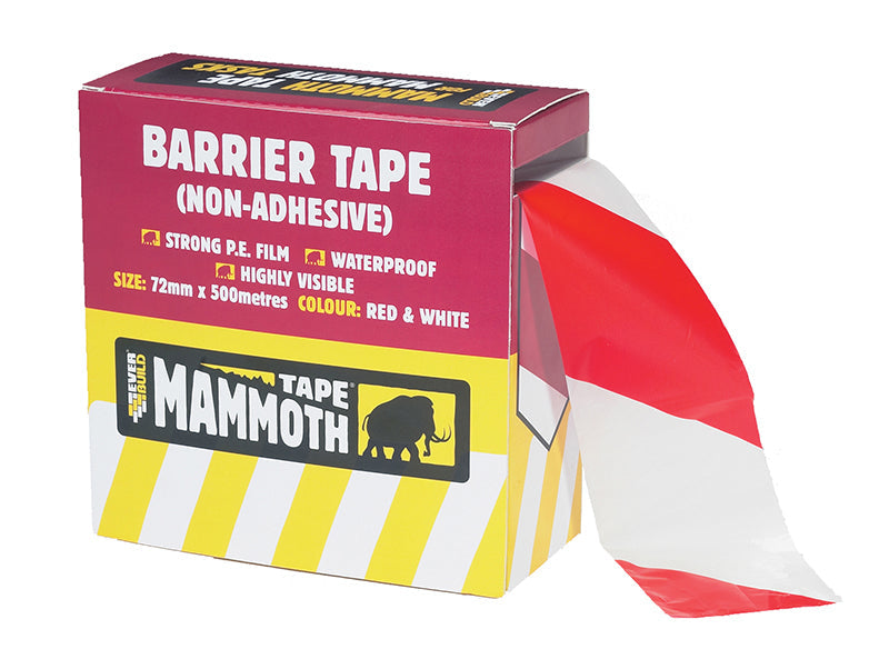 Barrier Tape Red / White 72mm x 500m, Everbuild