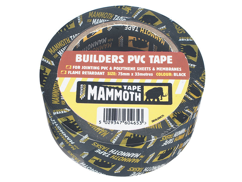 Builder's PVC Tape 50mm x 33m Black, Everbuild