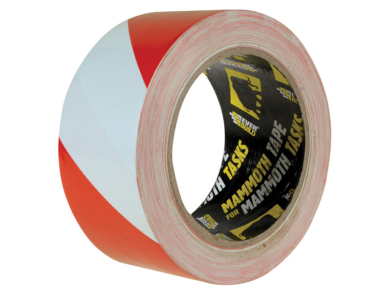 PVC Hazard Tape Red / White 50mm x 33m, Everbuild