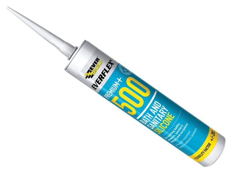 500 Bath & Sanitary Silicone Sealant Translucent 290ml, Everbuild