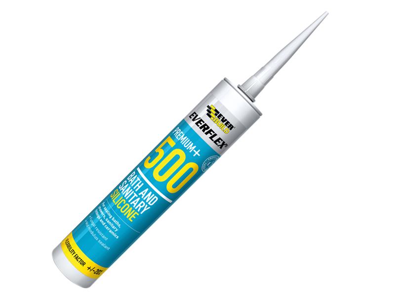 500 Bath & Sanitary Silicone Sealant White 290ml, Everbuild