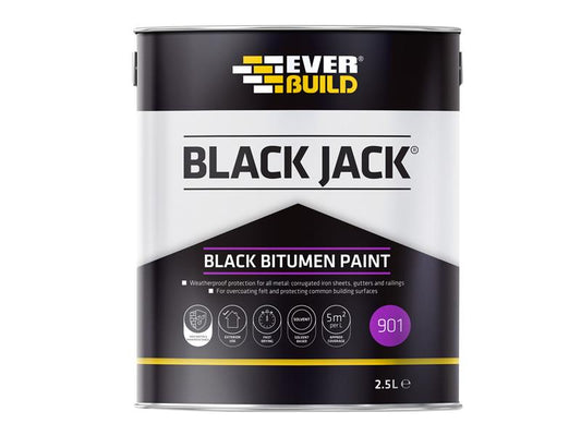 Black Jack® 901 Black Bitumen Paint 2.5 litre, Everbuild