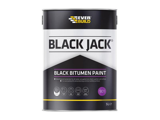 Black Jack® 901 Black Bitumen Paint 5 litre, Everbuild