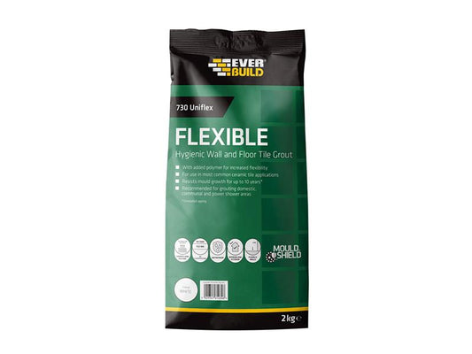 730 Uniflex Hygienic Tile Grout White 2.5kg, Everbuild