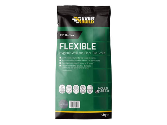 730 Uniflex Hygienic Tile Grout Anthracite 5kg, Everbuild