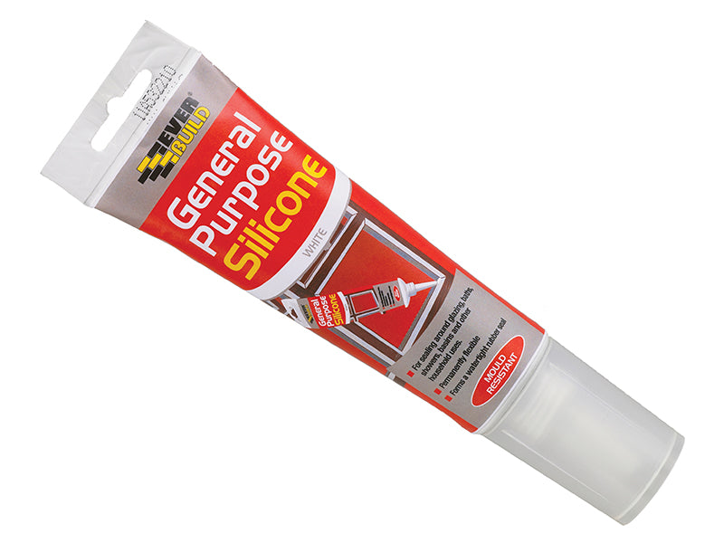 General Purpose Easi Squeeze Silicone Sealant White 80ml, Everbuild