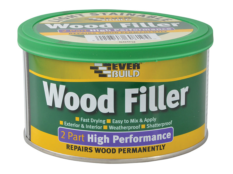 2-Part High-Performance Wood Filler Light Stainable 500g, Everbuild