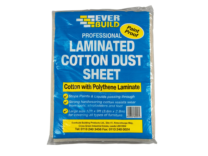 Laminated Cotton Dust Sheet 3.6 x 2.7m, Everbuild