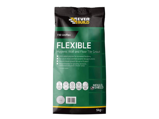 730 Uniflex Hygienic Tile Grout Grey 5kg, Everbuild