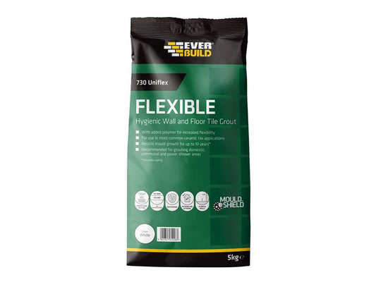 730 Uniflex Hygienic Tile Grout White 5kg, Everbuild