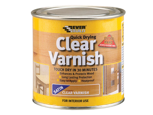 Quick Dry Wood Varnish Satin Clear 250ml, Everbuild