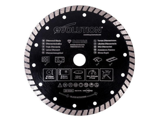 Diamond Blade, Segmented Rim 185 x 20mm, Evolution