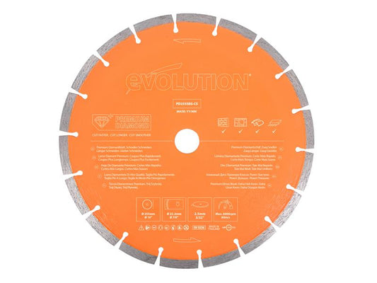 Premium Diamond Disc Cutter Blade 255 x 22.2mm, Evolution