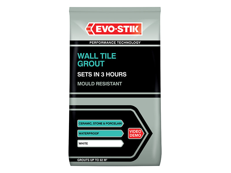 Wall Tile Grout Mould Resistant White 500g, EVO-STIK