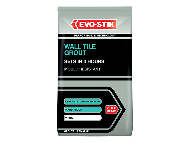 Wall Tile Grout Mould Resistant White 1.5kg, EVO-STIK