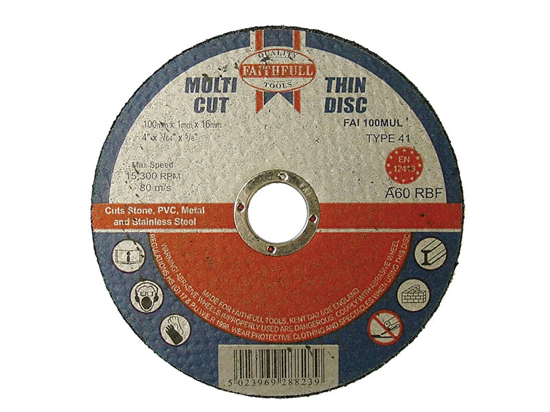 Multi-Purpose Cutting Disc 100 x 1.0 x 16mm (Pack 10), Faithfull