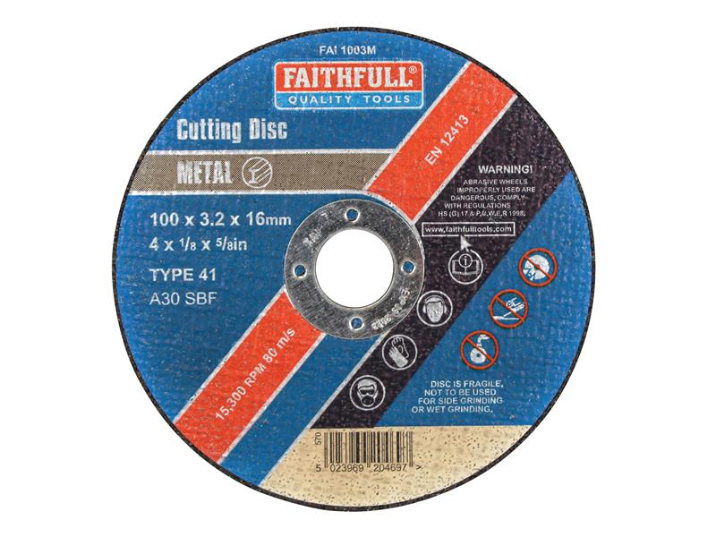 Metal Cut Off Disc 100 x 3.2 x 16mm, Faithfull