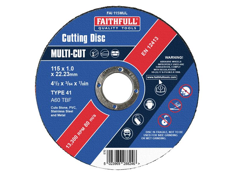 Multi-Purpose Cutting Disc 115 x 1.0 x 22.23mm (Pack 10), Faithfull