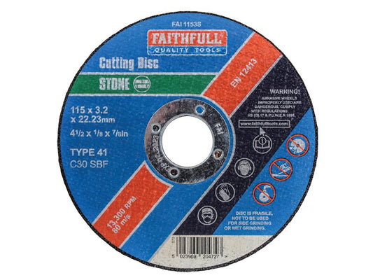 Stone Cut Off Disc 115 x 3.2 x 22.23mm, Faithfull