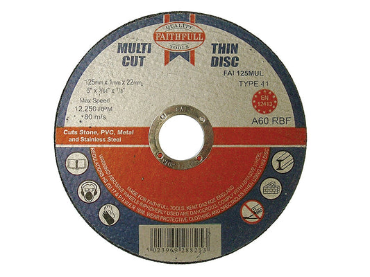 Multi-Purpose Cutting Disc 125 x 1.0 x 22.23mm (Pack 10), Faithfull