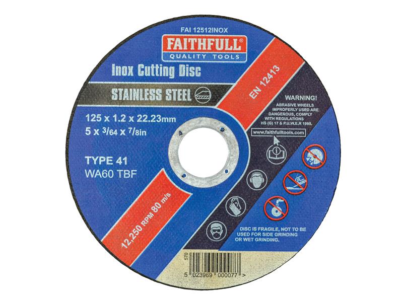 Inox Cutting Disc 125 x 1.2 x 22.23mm, Faithfull