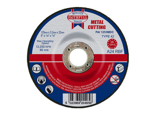 Depressed Centre Metal Cutting Disc 125 x 3.2 x 22.23mm, Faithfull