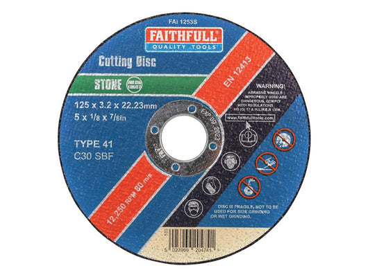 Stone Cut Off Disc 125 x 3.2 x 22.23mm, Faithfull