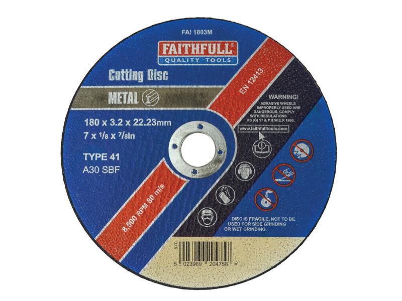 Metal Cut Off Disc 180 x 3.2 x 22.23mm, Faithfull