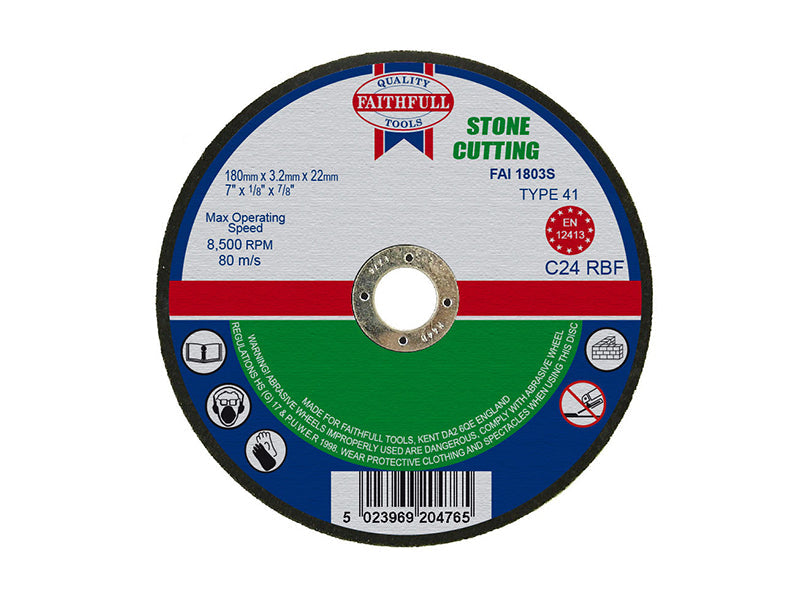 Stone Cut Off Disc 180 x 3.2 x 22.23mm, Faithfull