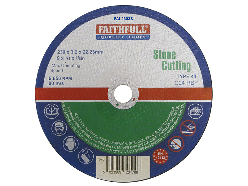 Stone Cut Off Disc 230 x 3.2 x 22.23mm, Faithfull