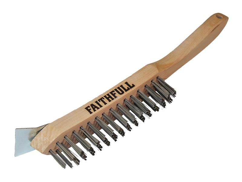 680/4S Heavy-Duty Scratch Brush with Scraper - 4 Row, Faithfull